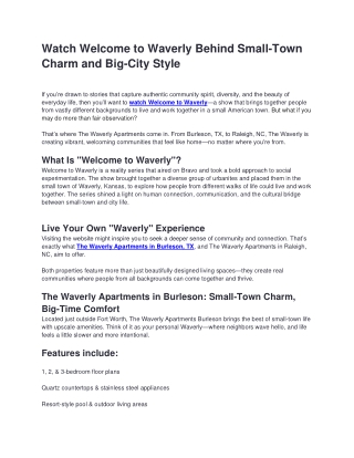 Watch Welcome to Waverly Behind Small-Town Charm and Big-City Style