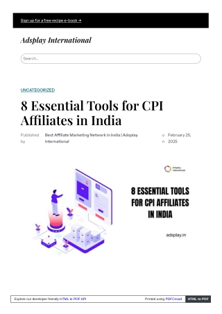 8 Essential Tools for CPI Affiliates in India