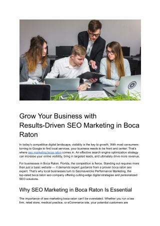 Grow Your Business with Results-Driven SEO Marketing in Boca Raton
