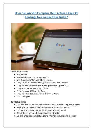 How SEO Company Help Achieve Page #1 Rankings?