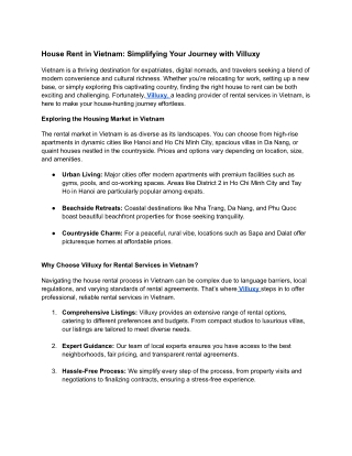 House Rent in Vietnam_ Simplifying Your Journey with Villuxy