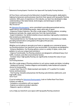 Edmonton's Flooring Experts: Transform Your Space with Top-Quality Flooring