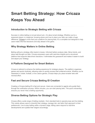 Smart Betting Strategy_ How Cricaza Keeps You Ahead
