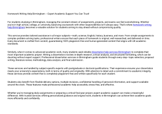 Homework Writing Help Birmingham – Expert Academic Support You Can Trust!