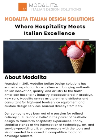 Italian Design & Equipment Excellence by Modalita