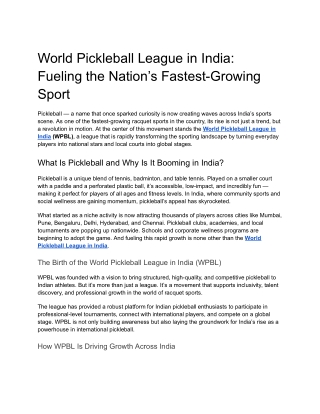 World Pickleball League in India_ Fueling the Nation’s Fastest-Growing Sport