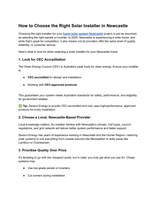 How to Choose the Right Solar Installer in Newcastle