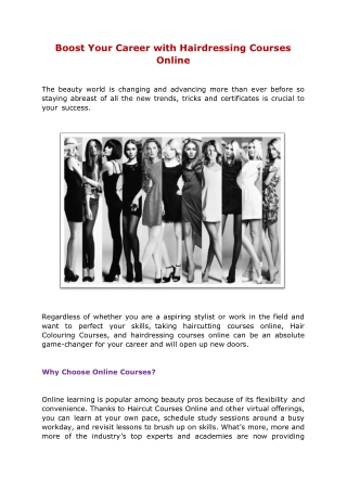 Boost Your Career with Hairdressing Courses Online