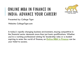 Advance Your Career with an Online MBA in Finance
