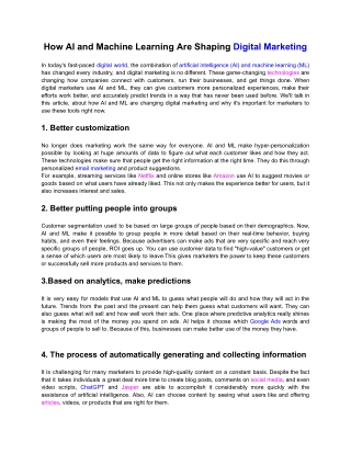 How AI and Machine Learning Are Shaping Digital Marketing