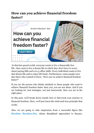 Ibrahim Mardam-Bey on Speeding Up Wealth Creation