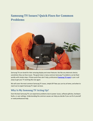 Samsung TV Issues Quick Fixes for Common Problems
