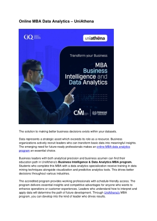 Online MBA Data Analytics - UniAthena