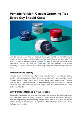 Pomade for Men_ Classic Grooming Tips Every Guy Should Know
