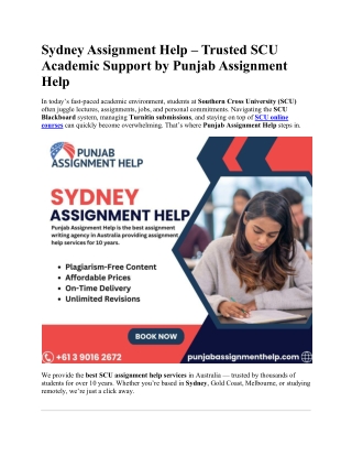 Sydney Assignment Help – Trusted SCU Academic Support by Punjab Assignment Help