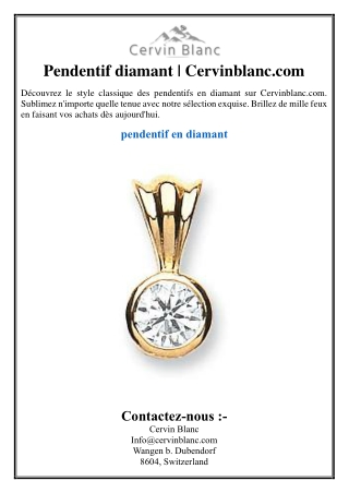 Pendentif diamant | Cervinblanc.com