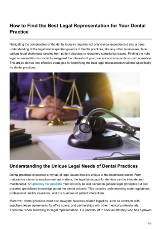 How to Find the Best Legal Representation for Your Dental Practice