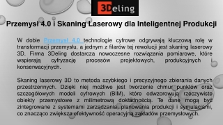 Przemysł 4.0 i Skaning Laserowy dla Inteligentnej Produkcji