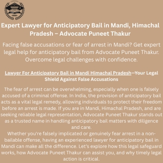 Expert Lawyer for Anticipatory Bail in Mandi, Himachal Pradesh – Advocate Puneet Thakur (1)