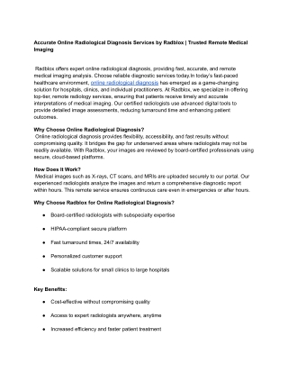 Accurate Online Radiological Diagnosis Services by Radblox _ Trusted Remote Medical Imaging