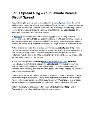 Lotus Spread 400g – Your Favorite Caramel Biscuit Spread