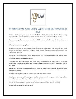 Top Mistakes to Avoid During Cyprus Company Formation in 2025
