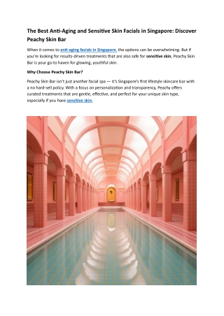 The Best Anti Aging and Sensitive Skin Facials in Singapore Discover Peachy Skin Bar