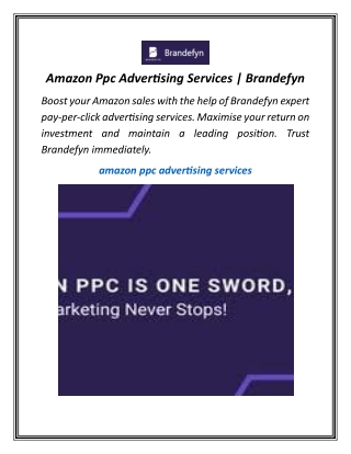 Amazon Ppc Advertising Services  Brandefyn