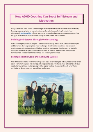 How ADHD Coaching Can Boost Self-Esteem and Motivation
