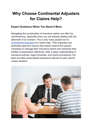 Why Choose Continental Adjusters for Claims Help_