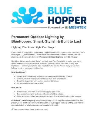 Permanent Outdoor Lighting by BlueHopper_ Smart, Stylish & Built to Last