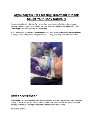 Cryolipolysis Fat Freezing Treatment in Kent_ Sculpt Your Body Naturally