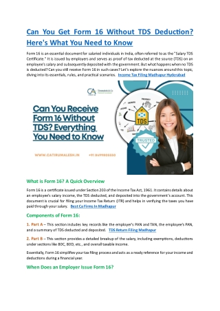 TDS Return Filing Madhapur | CA Firms