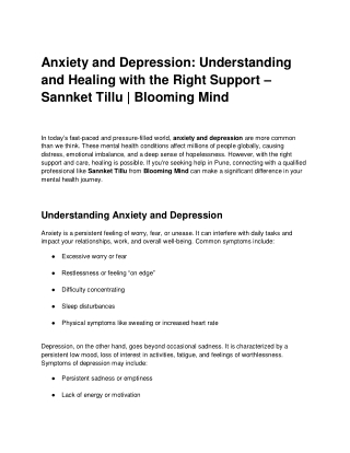 Anxiety and Depression_ Understanding and Healing with the Right Support – Sannket Tillu _ Blooming Mind