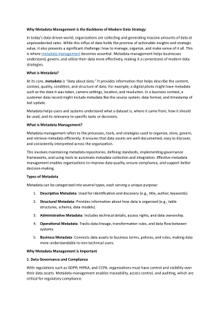 Why Metadata Management is the Backbone of Modern Data Strategy