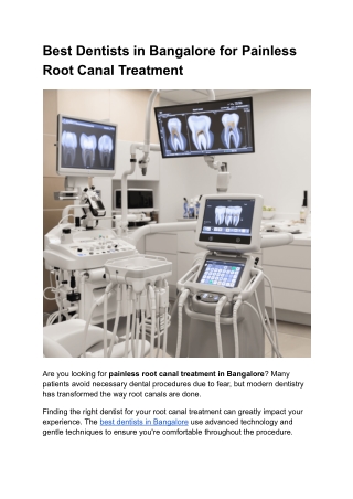 Best Dentists in Bangalore for Painless Root Canal Treatment