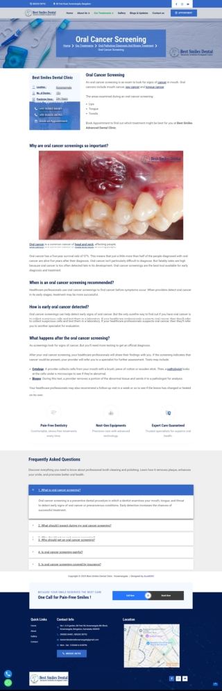 Oral Cancer Screening in Koramangala 8th Block Bengaluru