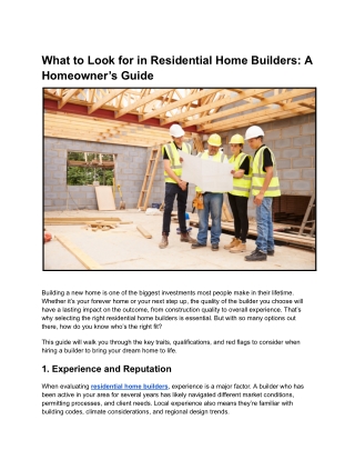 What to Look for in Residential Home Builders_ A Homeowner’s Guide