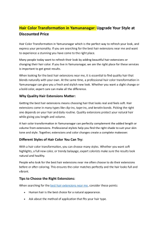 Hair Color Transformation in Yamunanagar Upgrade Your Style at Discounted Price