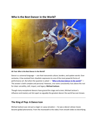 Who is the Best Dancer in the World