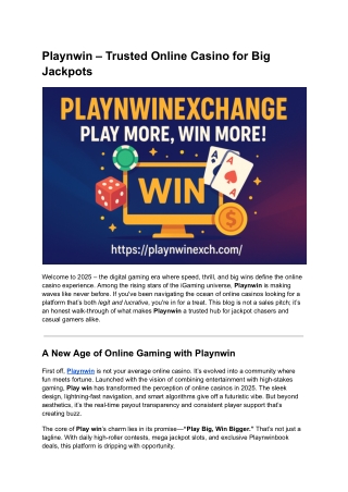 Playnwin – Trusted Online Casino for Big Jackpots