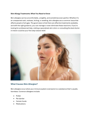 Skin Allergy Treatments: What You Need to Know
