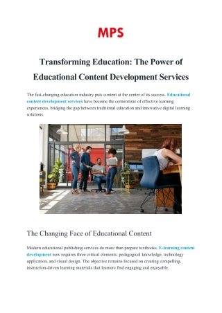 Transforming Education The Power of Educational Content Development Services