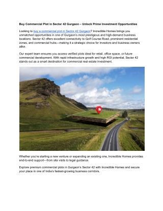 Buy Commercial Plot in Sector 42 Gurgaon – Unlock Prime Investment Opportunities