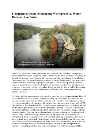 Floodgates of Fact Ditching the Waterproof vs. Water-Resistant Confusion