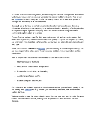 Discover Elegance in Every Thread with Dahleez Suit Sets