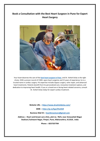 Book a Consultation with the Best Heart Surgeon in Pune for Expert Heart Surgery