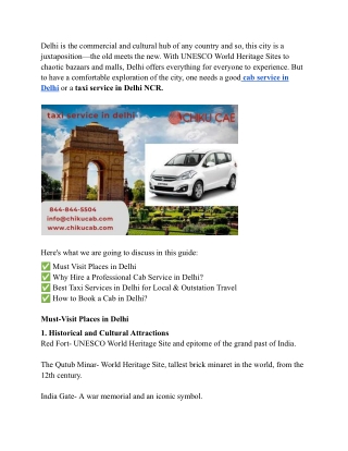Best Places to Visit in Delhi & Reliable Cab Services for Hassle-Free Travel