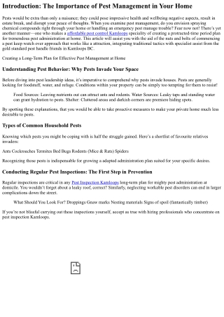 “Creating a Long-Term Plan for Effective Pest Management at Home”