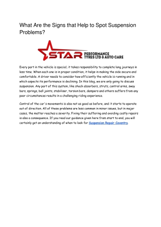 What Are the Signs that Help to Spot Suspension Problems